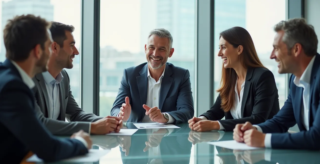 Business-Meeting in einem Zürcher Technologiepark zwischen Gründern und potenziellem CEO