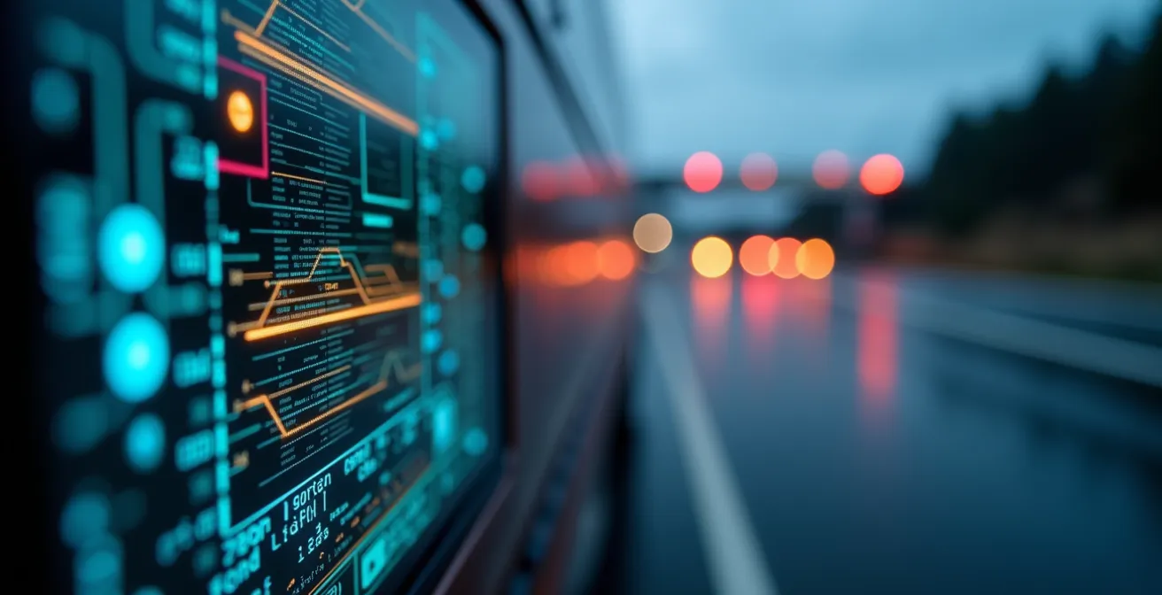 LKW passiert automatisierte Grenzkontrolle mit digitalen Systemen