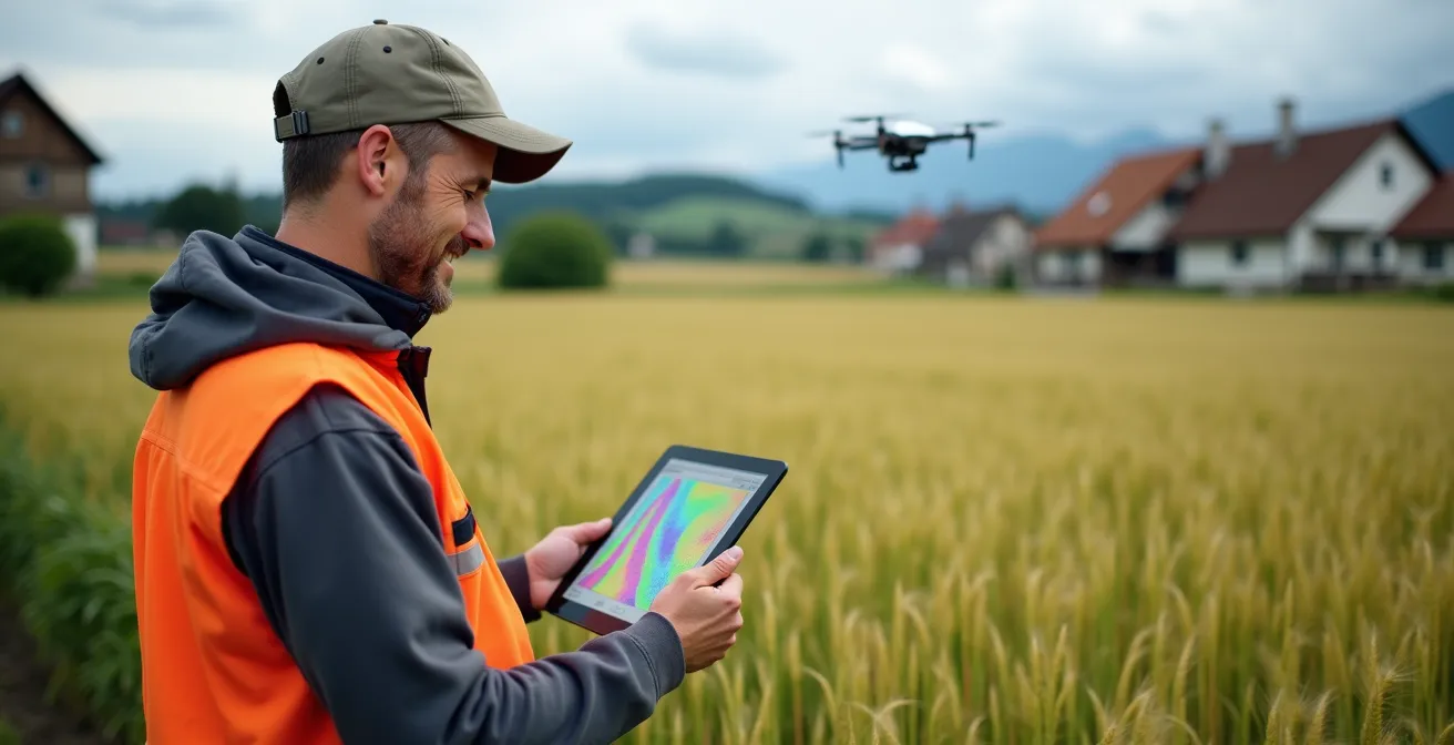 Drohne mit Multispektralkamera überwacht Schweizer Ackerland