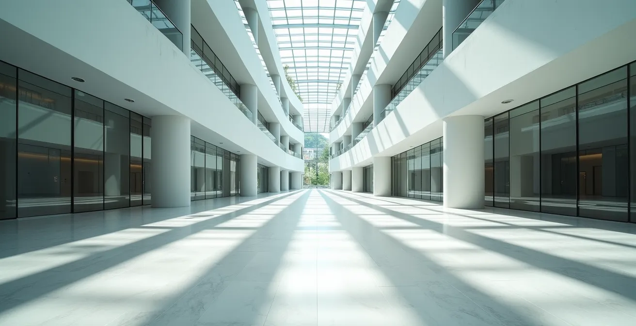 Strategischer Entscheidungsbaum für Schweizer Fintech-Lizenzen in einer modernen Halle.